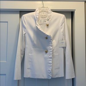 Skirtin’ Around white pique jacket